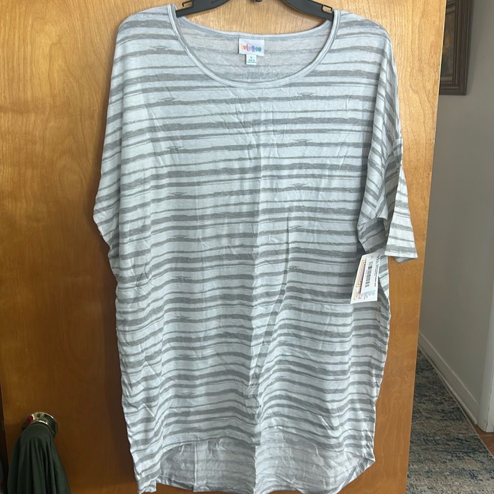 LuLaRoe 
Large Irma
White with Gray stripes
NWT